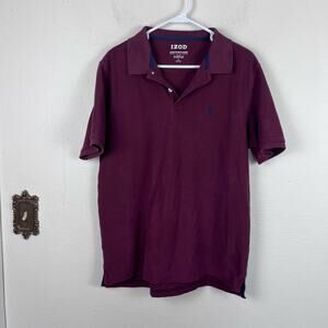 Izod Men's Advantage Performance Natural Stretch Cotton Blend Maroon Polo Large